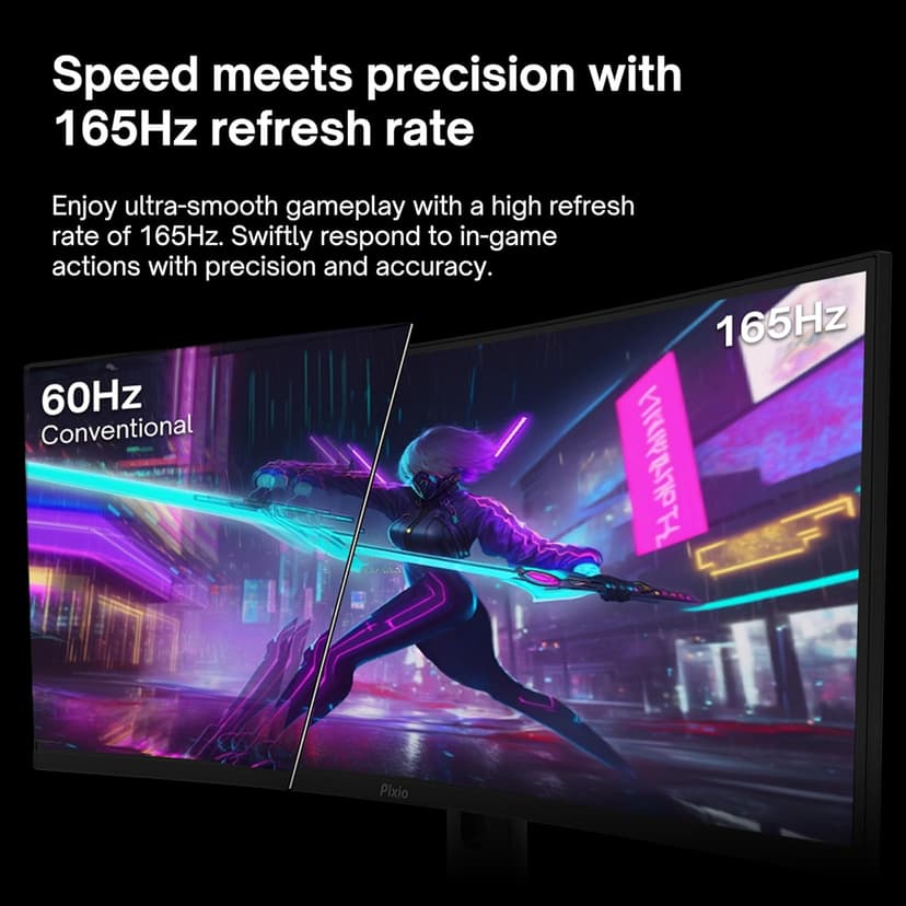 Pixio PXC325 32 inch 165Hz Refresh Rate FHD 1080p Resolution 1500R Curve VA Panel 1ms Response Time Adaptive Sync HDR Curved Gaming Monitor