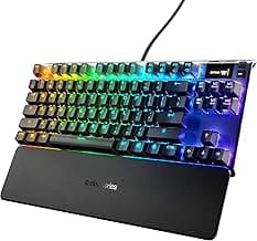 SteelSeries Apex 7 TKL Compact Mechanical Gaming Keyboard – OLED Smart Display – USB Passthrough and Media Controls – Linear and Quiet – RGB Backlit (Red Switch)