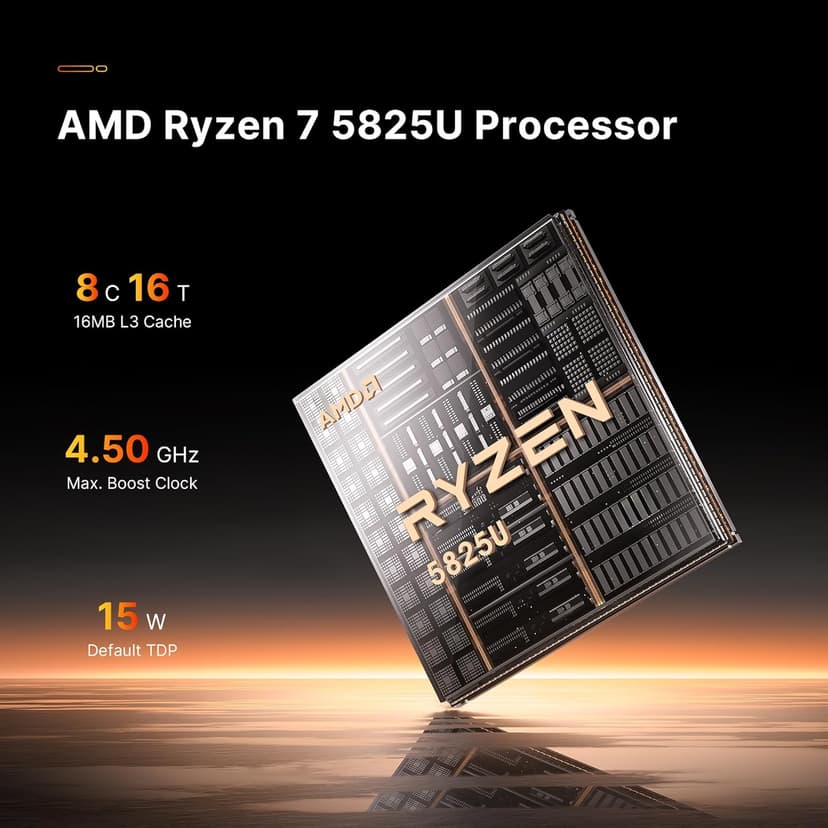 P4 Plus Mini PC Desktop Computers, AMD Ryzen 7 5825U (up to 4.5GHz), 32GB DDR4, 1TB PCIe SSD, Dual LAN 2.5G & Wi-Fi 6E & BT5.2, 4K Triple Display, Compact Silent PC for Gaming, Office, Design