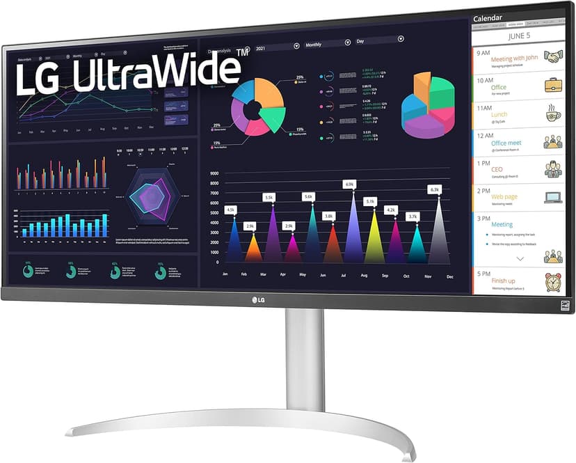 LG 34WQ650-W 34 Inch 21:9 UltraWide Full HD (2560 x 1080) 100Hz IPS Monitor, 100Hz Refresh Rate with RGB 99% Color Gamut, VESA DisplayHDR 400, USB Type-C, AMD FreeSync, Tilt/Height Adjustable Stand