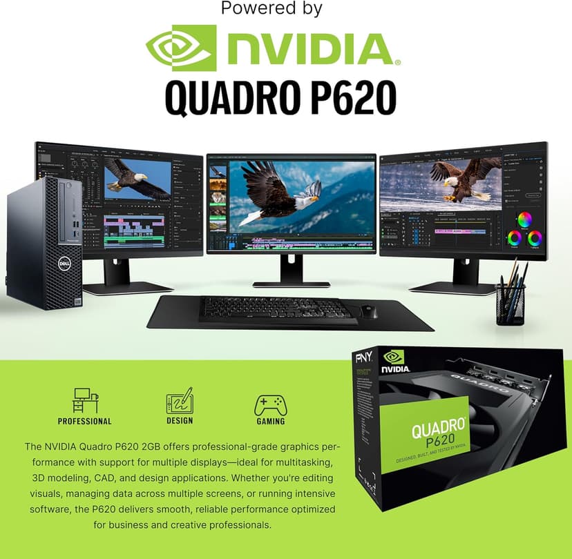 Dell Precision Workstation PC | Quadro P620 GPU - Editing & Design | Windows 11 Pro | Intel i5-9500 | 16GB RAM 1TB SSD | New 24" LCDs | Home or Office Computer | WiFi 6 AX200 + BT (Renewed)