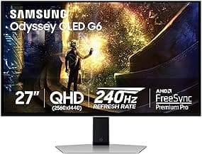 Samsung 27” Odyssey OLED G6 (G61SD) QHD & QD-OLED 240Hz 0.03ms FreeSync Premium Pro Gaming Monitor with Sleek Metal Design, 3 Year Warranty, US, LS27DG610SNXZA