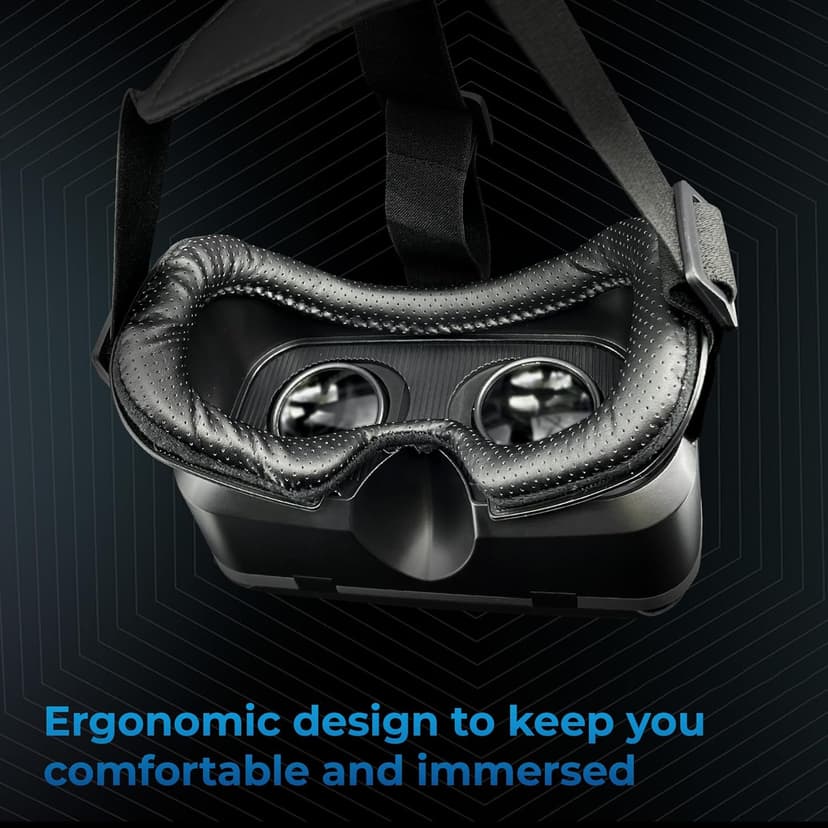 VR Headset for Phone - Optimized for VR Content - for iPhone, Android & Windows - Fits 5.5"-7.2" Devices - Glasses-Friendly - 40mm HD Resin Aspherical Lens - Adjustable IPD & Fixed Focus