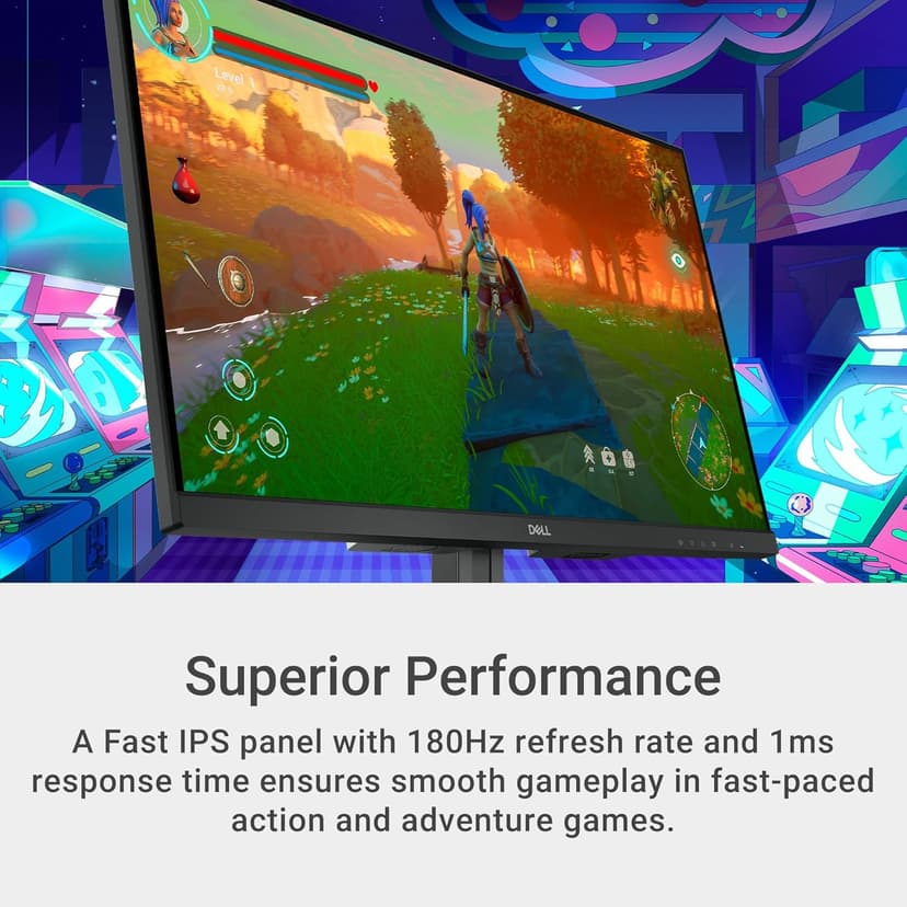 Dell G2725D Gaming Monitor - 27-inch QHD (2560x1440) up to 180 Hz, 2ms Response time, 99% RGB Display, DisplayPort/HDMI Connectivity, AMD FreeSync, Comfortview, Tilt Adjustable - Black