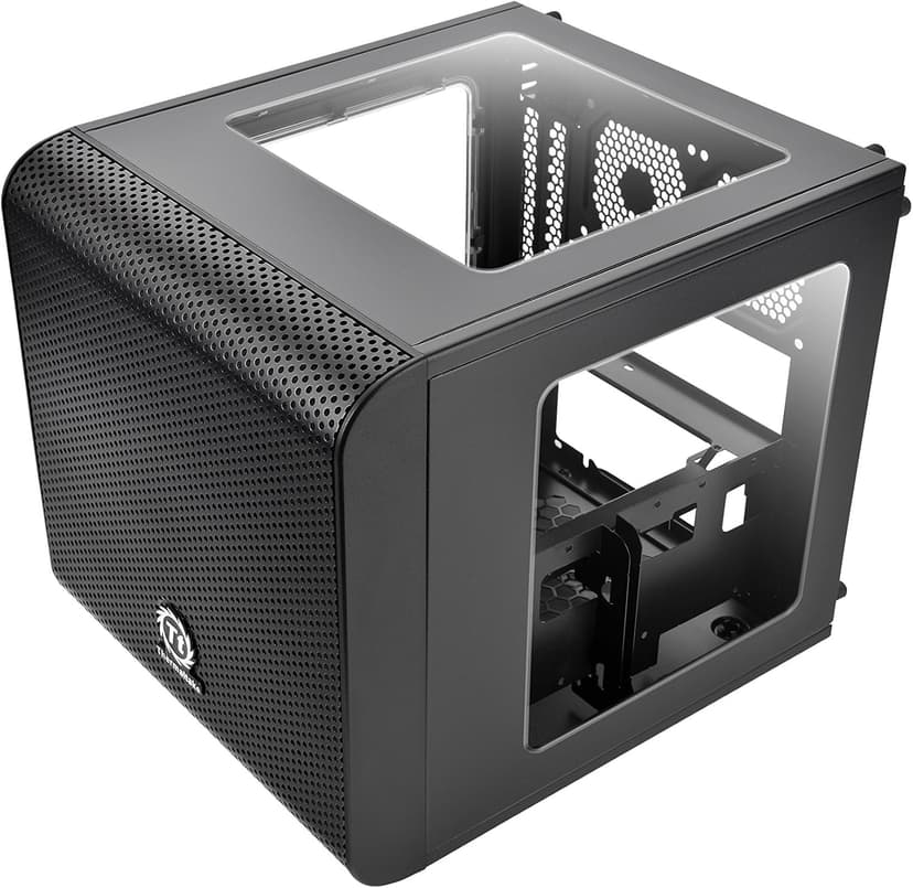 Thermaltake Core V1 SPCC Mini ITX Cube Gaming Computer Case Chassis, Interchangeable Side Panels, Black Edition, CA-1B8-00S1WN-00