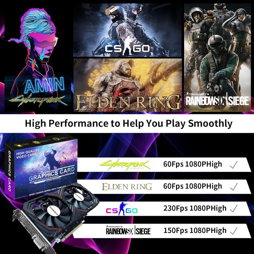 Radeon RX 580 8GB Graphics Card, 256Bit 2048SP GDDR5 AMD Video Card for Pc Gaming, DP HDMI DVI-Output, PCI Express 3.0 with Dual Fan for Office and Gaming