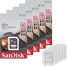 SanDisk 5 Pack Ultra 16GB SD SDHC Memory Flash Card UHS-I Class 10 Read Speed up to 48MB/s 320X SDSDUNB-016G-GN3IN Wholesale Lot + (5 Cases)