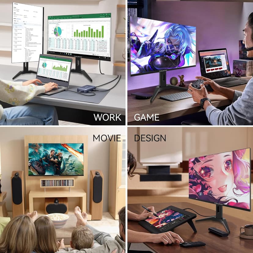 23.8 inch Computer Monitor 1920x1080 Vertical PC Monitor with HDMI VGA AV BNC USB Ports, Multi-Function Stand, VESA, Display Frameless Build-in Speakers for Office Home
