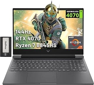 HP Victus 16.1" FHD 144Hz Gaming Laptop, AMD Ryzen 7-8845HS, 16GB DDR5, 512GB SSD, NVIDIA GeForce RTX 4070, Backlit Keyboard, FHD Camera, Wi-Fi 6, Win 11 Pro, Silver, 256GB Docking Station Set