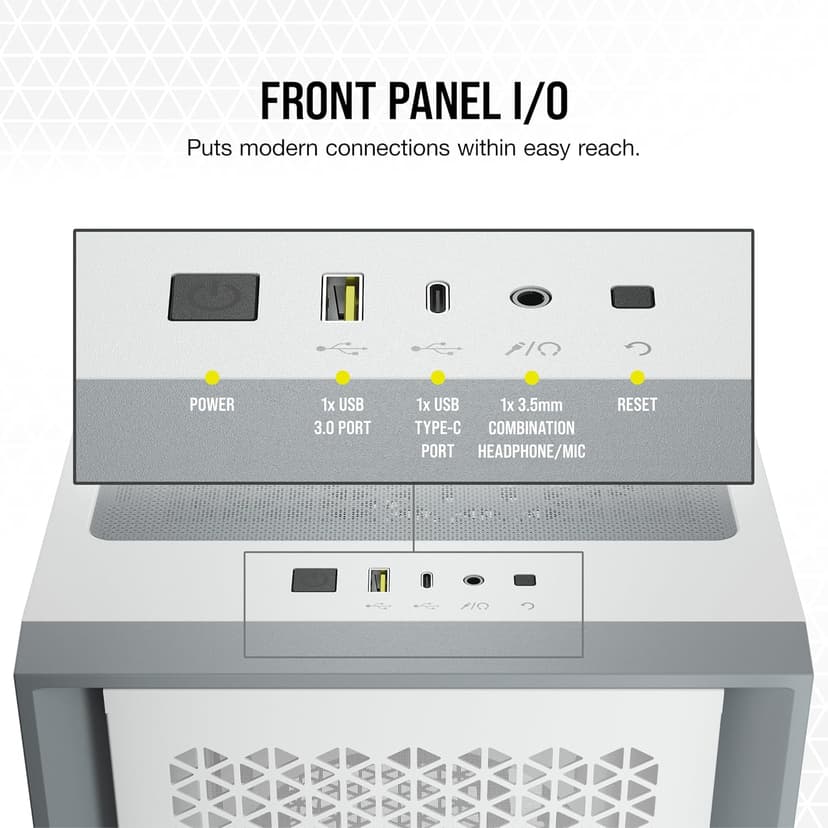 Corsair 4000D Airflow Tempered Glass Mid-Tower ATX PC Case - White