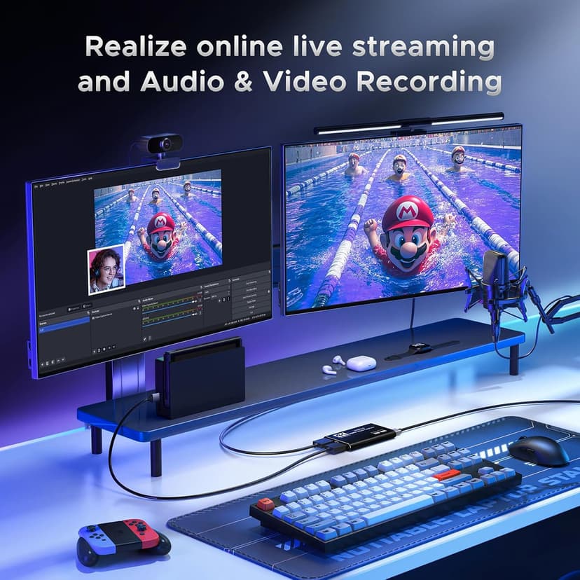 Video Capture Card, Audio Video Capture Card, USB 3.0 Capture Card 4K HDMI Loop-Out, 1080P 60FPS/2K 30FPS Video Game Capture for Streaming Works for PS5/Switch/Camera/PC/OBS(Black)