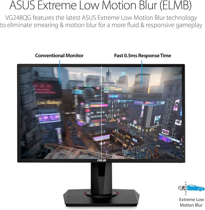 ASUS VG248QG 24" G-SYNC Gaming Monitor 165Hz 1080p 0.5ms Eye Care with DP HDMI DVI,Black