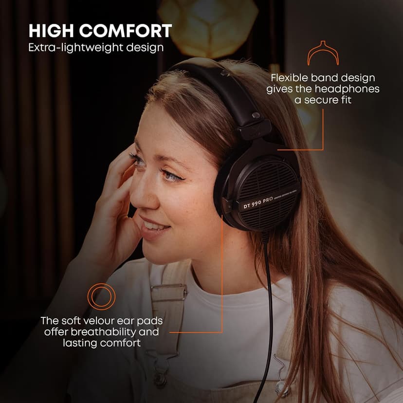 beyerdynamic DT 990 Pro 250 ohm Over-Ear Studio Headphones For Mixing, Mastering, and Editing