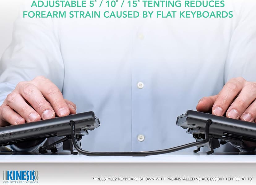 KINESIS Freestyle2 USB-A Ergonomic Keyboard w/ VIP3 Lifters for PC (9" Separation) (KB820PB-US)