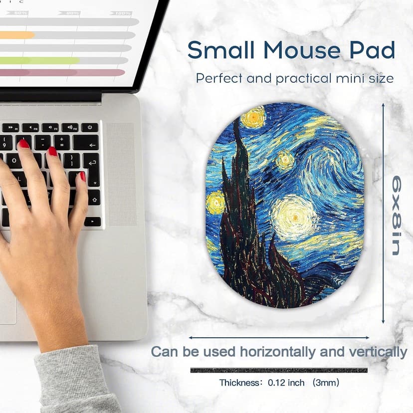 Small Mouse pad mall, only Takes up Wrist and Mouse Space, Washable Lycra Non-Slip Rubber Base, Office, Travel, Small