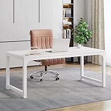 Tribesigns Modern Computer Desk, 63 x 31.5 inch Large Executive Office Desk Computer Table Study Writing Desk Workstation for Home Office, Spliced Desktop, White