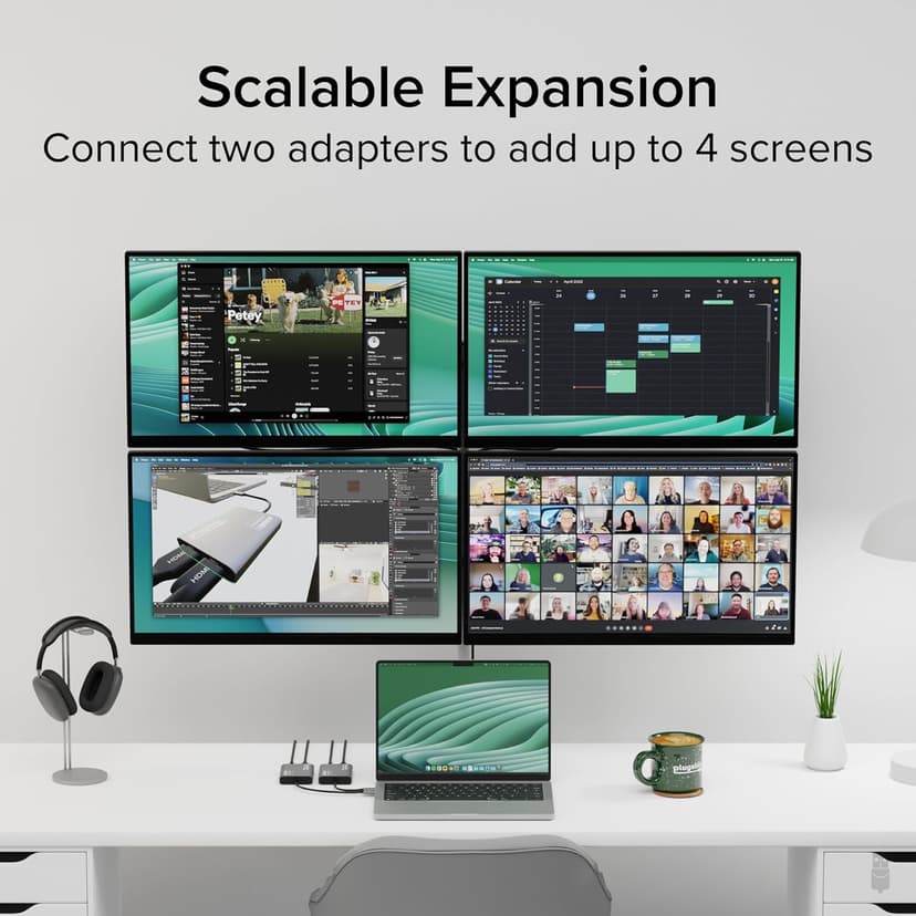 Plugable USB C to HDMI Adapter, Dual Monitor 4K 60Hz for Apple Mac M1/M2/M3, DisplayLink Multiple Displays for Thunderbolt MacBook or iMac, Driver Required (USBC-6950M)