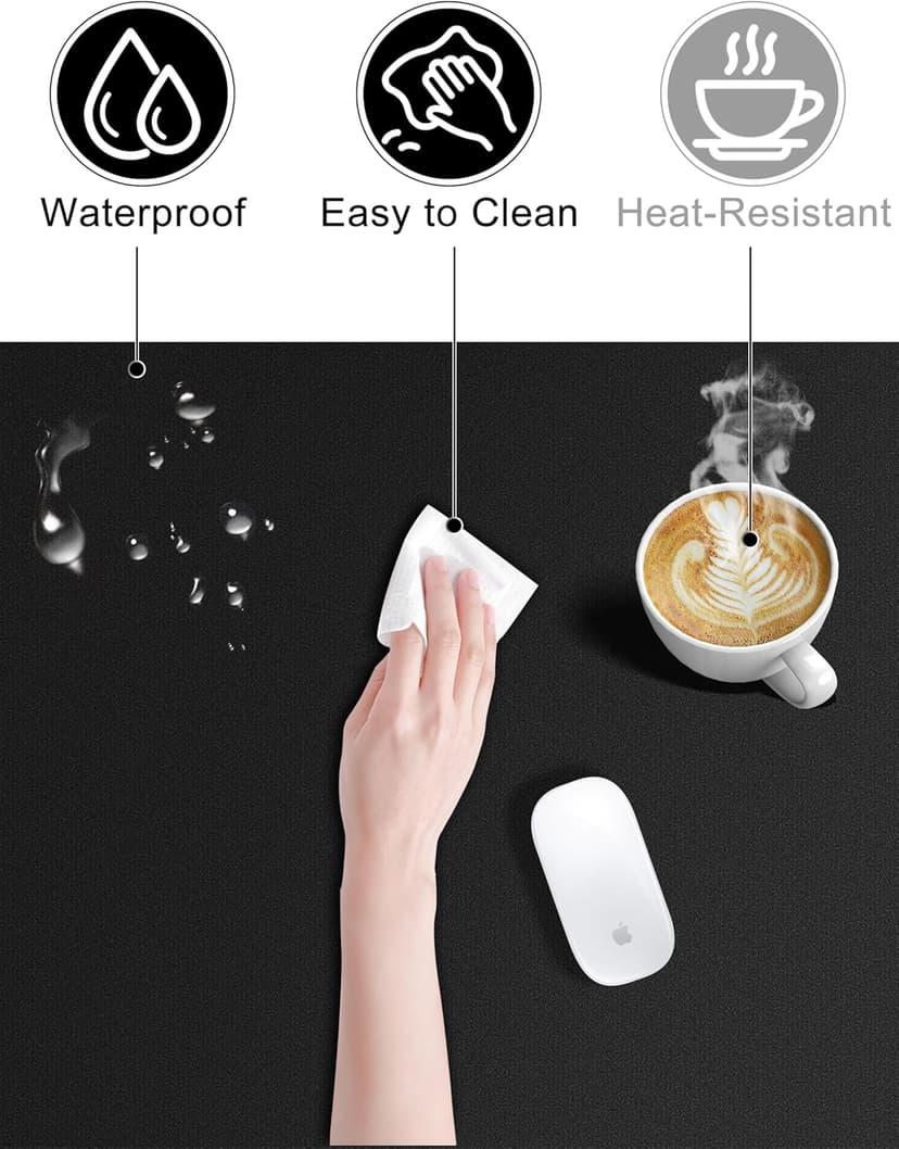 TopMade Wireless Charging Mouse Pad, Waterproof Gaming Mousepad with Ultra-Smooth Surface, Non-Slip Base, 31.5"x15.75" XXL Large Desk Pad, Classic Black Computer Desk Mat for MacBook, PC, Laptop
