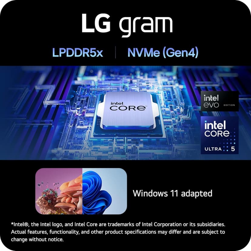 LG gram 14-Inch Lightweight Laptop Intel Evo Edition - Intel Core Ultra 5 Processor Windows 11 Home 8GB RAM 512GB SSD - White