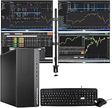 TechMagnet Trading Desktop PC, Intel Core i5 9th Gen, 16GB RAM, 512GB SSD + 4TB HDD, 4 New 22” LED Monitors, 2 Network Cards, Trading Platform Support, MTG Keyboard & Mouse Win 11 (Renewed)