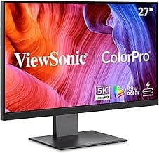 ViewSonic VP2788-5K 27 Inch 5K Mac-Ready Monitor with 100% sRGB, 99% DCI-P3, Pantone Validated, Advanced Ergonomics, Thunderbolt 4, USB Hub, HDMI, and DP for Home and Office