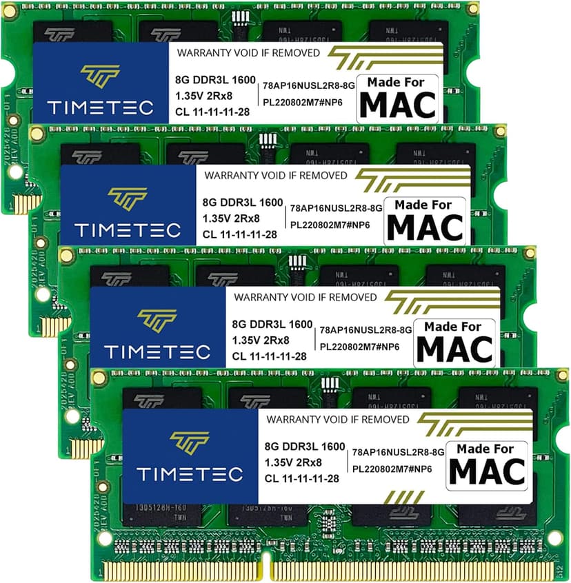 Timetec 32GB KIT(4x8GB) Compatible for Apple DDR3L 1600MHz PC3L-12800 CL11 for iMac (Mid 2011, Late 2012, Late 2013, Late 2014 Retina 5K, Mid 2015 Retina 5K) SODIMM Memory Module MAC RAM Upgrade
