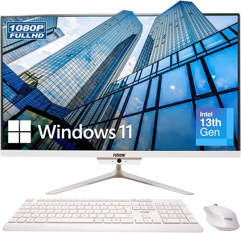 23.8" Full HD All-in-One Desktop Computer - 16GB RAM, 512GB SSD, Intel 13th Gen, Windows 11, Dual-Band WiFi, HDMI, USB 3.0, FHD IPS Display - AIO PC with Wireless Keyboard, Mouse, 2MP Camera