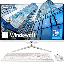 23.8" Full HD All-in-One Desktop Computer - 16GB RAM, 512GB SSD, Intel 13th Gen, Windows 11, Dual-Band WiFi, HDMI, USB 3.0, FHD IPS Display - AIO PC with Wireless Keyboard, Mouse, 2MP Camera