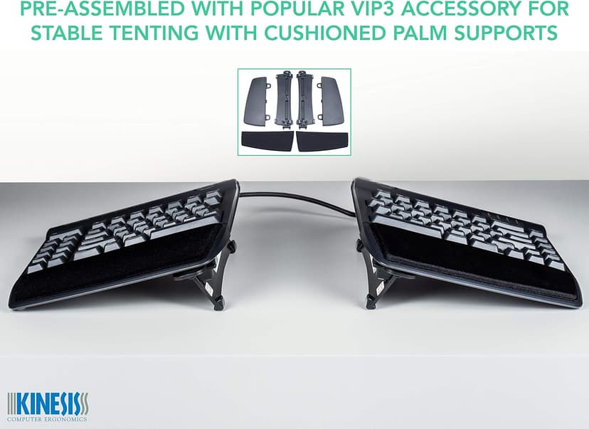 KINESIS Freestyle2 USB-A Ergonomic Keyboard w/ VIP3 Lifters for PC (9" Separation) (KB820PB-US)