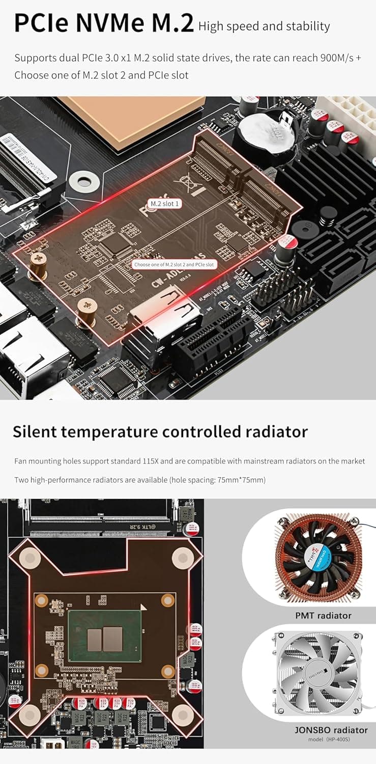 I3-N305 Industrial Motherboard NAS 8 Cores 8 Threads Low Power Processor 4x2.5G i226 Network M.2 Slot 6xSATA DP HDMI 2.0 PCIE ×1