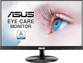 ASUS VP229Q 21.5” Monitor, 1080P Full HD, 75Hz, IPS, FreeSync/Adaptive-Sync, Eye Care, HDMI DisplayPort VGA, Frameless, VESA Wall Mountable BLACK