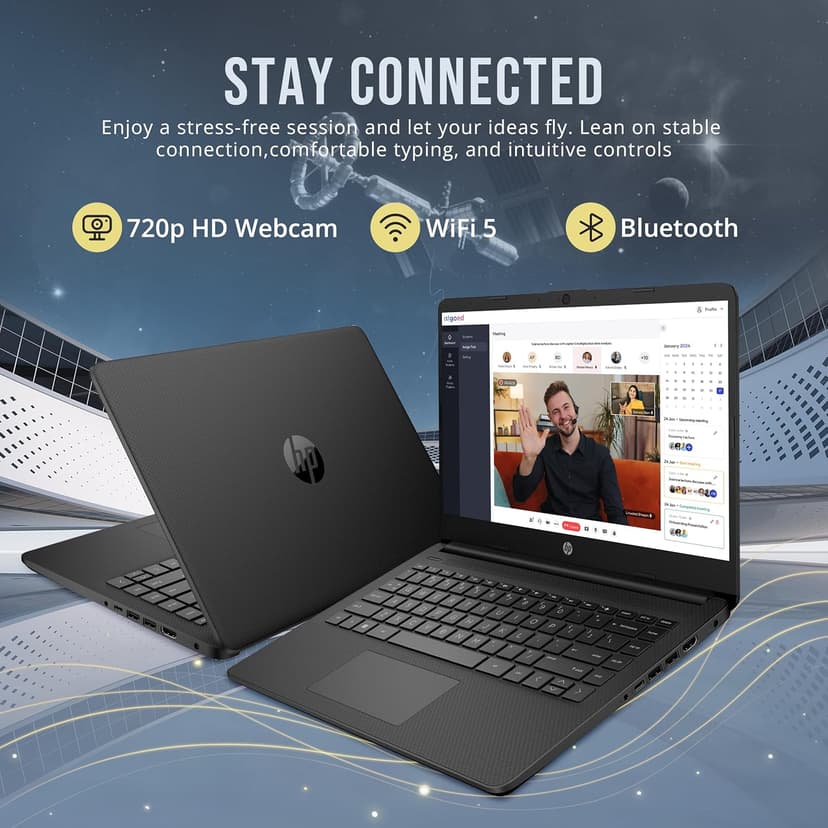 HP Stream 14" HD BrightView Laptop, Intel Celeron N4120, 16GB RAM, 288GB Storage (128GB eMMC + 160GB SSD Docking Station Set), Intel UHD Graphics, HD Webcam, Wi-Fi, 1 Year Office 365, Win 11 S, Black