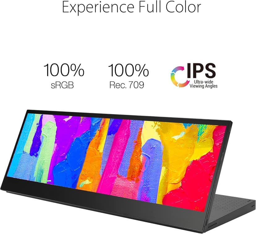 ASUS ProArt Display 14” Portable Touch Screen (PA147CDV) - 32:9 (1920 x 550), IPS, 100% sRGB, Color Accuracy ΔE < 2, Calman Verified, USB-C, Control Panel, MPP2.0 Pen Support, Adobe Suite Shortcut
