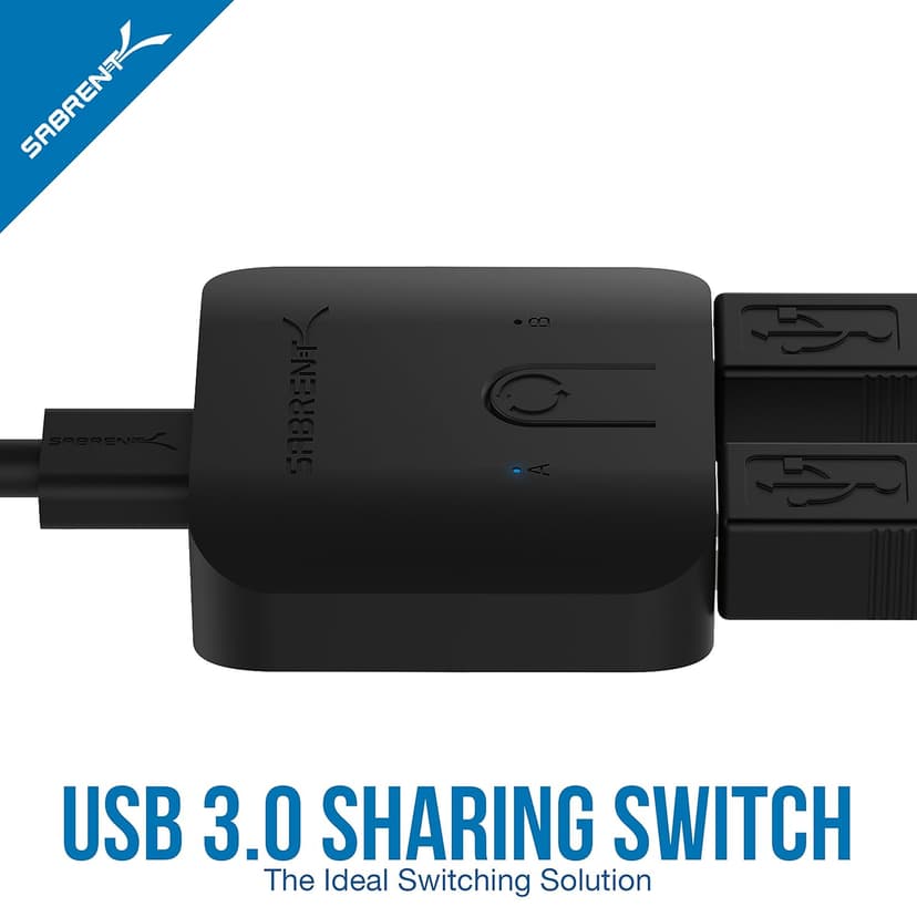 SABRENT USB 3.0 Sharing Switch for Multiple Computers and Peripherals LED Device Indicators (USB-SW30) Black
