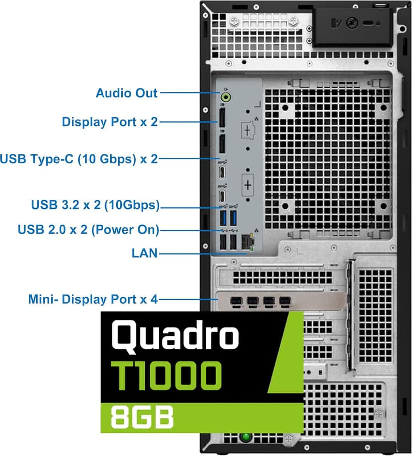 Dell Precision 3660 Tower Computer, Intel i7-13700 16-Core, 64GB RAM, 2TB NVMe SSD, Nvidia Quadro T1000 8GB DDR6, Mini-Display Port, AC Wi-Fi, Bluetooth - Windows 11 Pro, Black Desktop