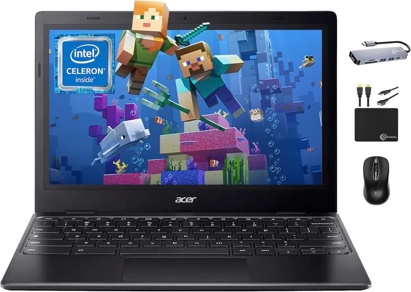 acer 311 Chromebook Laptop for 2025 Student Business, Dual-Core Intel N4500 Processor,11.6" HD Display, 4GB RAM, 192GB (64GB eMMC+128GB Card), Webcam WiFi, Long Battery, Chrome OS +MarxsolAccessory