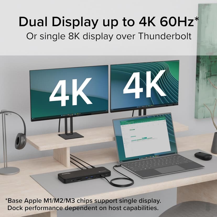 Plugable USB C to HDMI Adapter, Dual Monitor 4K 60Hz for Apple Mac M1/M2/M3, DisplayLink Multiple Displays for Thunderbolt MacBook or iMac, Driver Required (USBC-6950M)