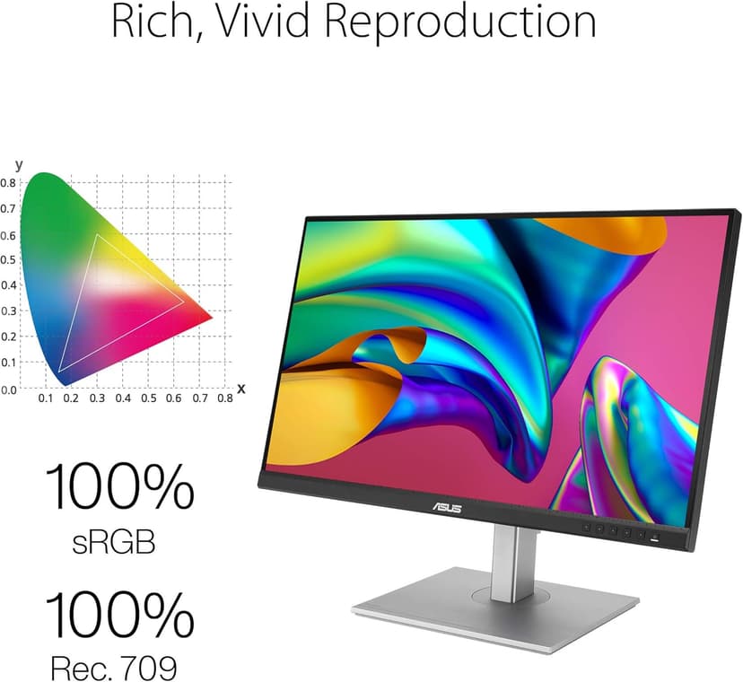 ASUS ProArt Display PA279CV 27” 4K HDR UHD (3840 x 2160) Monitor, IPS, 100% sRGB/Rec. 709, ΔE < 2, USB-C DisplayPort HDMI USB hub, Calman Verified, Compatible With Laptop & Mac Monitor,BLACK