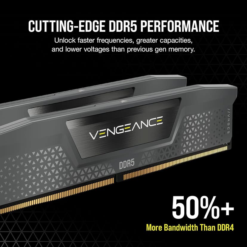 CORSAIR Vengeance DDR5 RAM 64GB (2x32GB) 6000MHz CL38-44-44-96 1.35V AMD Expo Intel XMP 3.0 Desktop Computer Memory – Gray (CMK64GX5M2B6000Z38)