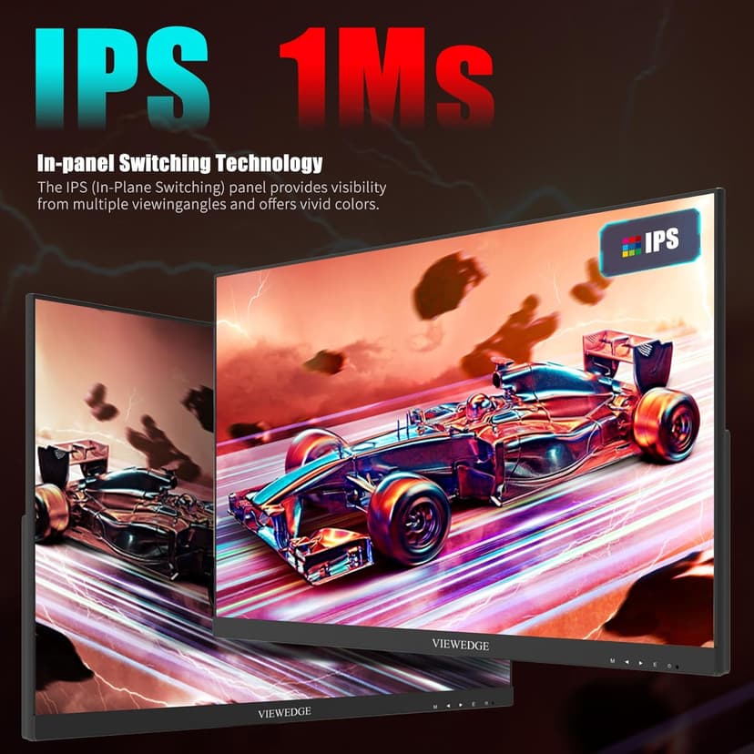 24 Inch Gaming Monitor with 165hz/144hz, IPS 1ms, FHD 1080p and HDR 10 | PC Computer Monitor with 105% sRGB, Bluelight Filter, 2 HDMI & 1 DP Port, Support Freesync and Wall Mounted