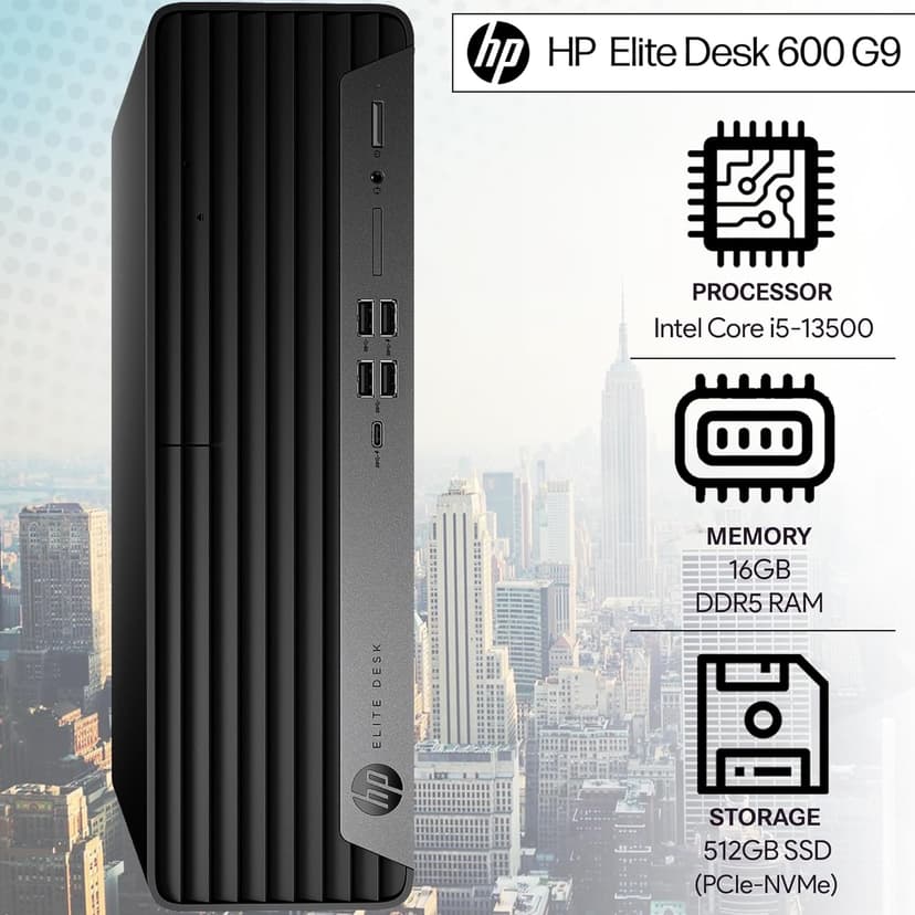 HP New Elite 600 G9 Small Form Factor Desktop, Intel i5-13500 (Beats i7-11700K), 16GB RAM, 512GB SSD, HDMI, Type-C, DP, Support 4K, Wired Keyboard and Mouse, Windows 11 Pro