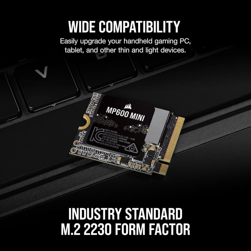 Corsair MP600 MINI 1TB M.2 NVMe PCIe x4 Gen4 2 SSD – M.2 2230 – Up to 7,000MB/sec Sequential Read – High-Density 3D TLC NAND – Great for Steam Deck and Microsoft Surface – Black