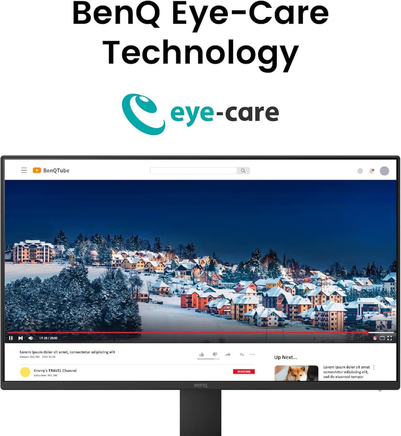 BenQ GW2491 23.8” 1080p FHD 100Hz IPS Eye-Care Monitor, HDMI, DisplayPort, 1080x1920, Ultra Slim Bezel, TUV-Certified, Flicker-free, Low Blue Light Plus, Eye-CareU