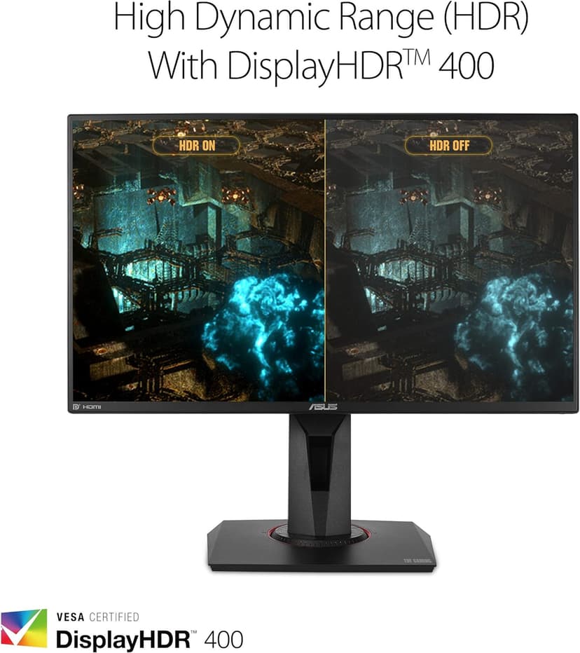 ASUS TUF Gaming VG259QM 24.5” Monitor, 1080P Full HD (1920 x 1080), Fast IPS, 280Hz, G-SYNC Compatible, Extreme Low Motion Blur Sync,1ms, DisplayHDR 400, Eye Care, DisplayPort HDMI BLACK