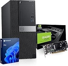 Dell Workstation Desktop Computer - Editing/Design | Nvidia Quadro P620 2GB | Intel i7-9700 | 32GB RAM, 1TB SSD + 4TB HDD | Wi-Fi 5G + BT | Windows 11 Pro (Renewed)