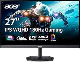 acer Nitro 27 Inch WQHD 2560 x 1440 IPS Gaming Monitor | AMD FreeSync | Up to 180Hz Refresh | Up to 0.5ms | DCI-P3 95% | HDR 10 Support | One Display Port 1.2 & Two HDMI 2.0 | KG271U N3bmiipx