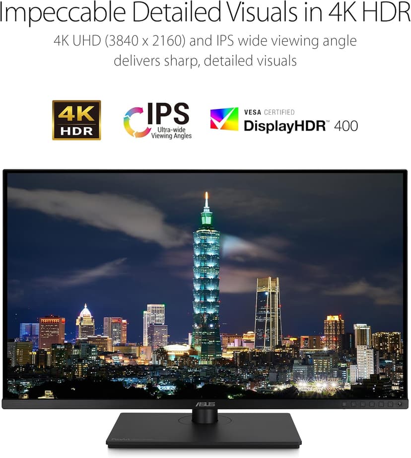 ASUS ProArt Display 32” 4K HDR Monitor (PA329CV) - UHD (3840 x 2160), IPS, 100% sRGB/Rec.709, ΔE < 2, Calman Verified, USB-C Power Delivery, DisplayPort, HDMI, USB 3.1 Hub, C-clamp, Height Adjustable