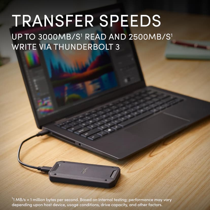 SanDisk Professional 4TB PRO-G40 SSD - Up to 3000MB/s, Thunderbolt 3 (40Gbps), USB-C (10Gbps), IP68 dust/Water Resistance, External Solid State Drive - SDPS31H-004T-GBCND