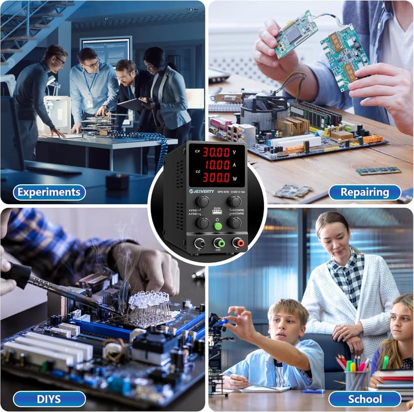 DC Power Supply Variable, 0-30V 0-10A Adjustable Switching DC Regulated Bench Power Supply with High Precision 4-Digit LED Display, 5V/2A USB Port, Coarse and Fine Adjustment SPS-3010