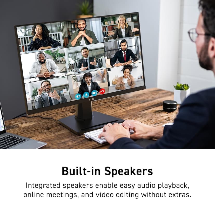 MSI PRO MP245G, 24-inch IPS 1920 x 1080 (FHD) Computer Monitor, 100Hz, Adaptive-Synch, EPEAT Silver, HDMI, DisplayPort, VESA Mountable, Tilt, Height Adjustable Speaker, 1ms, Black